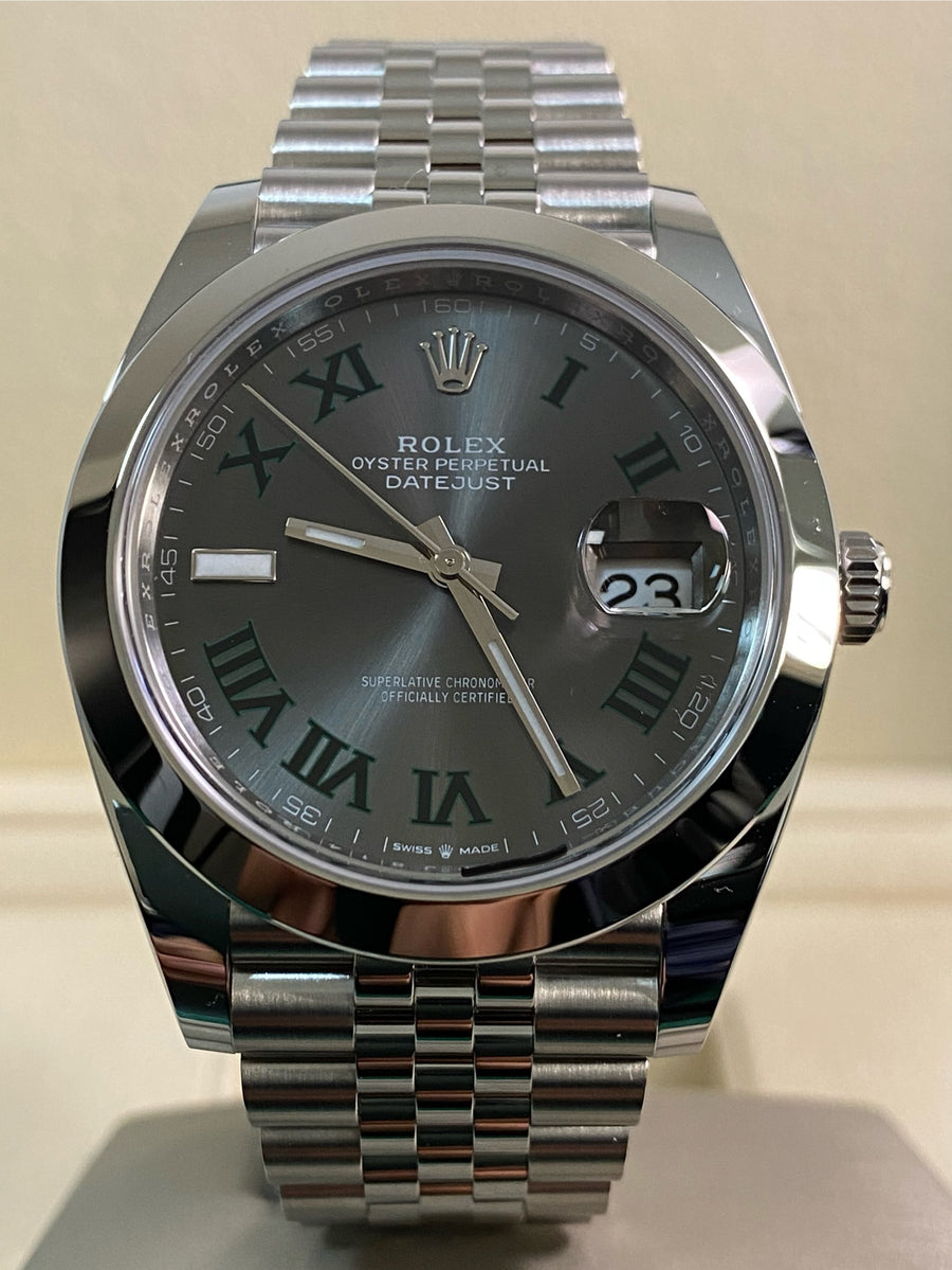 Rolex Steel Datejust 41 - 2024 - Smooth Bezel - "Wimbledon" Dial - Jubilee Bracelet - 126300 *FULL SET*