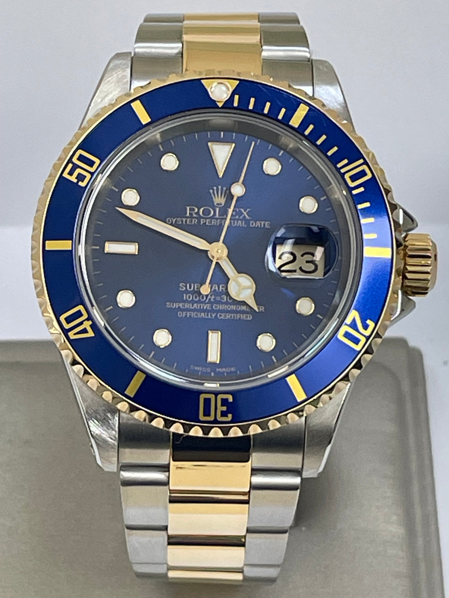 Rolex Steel and Gold Rolesor Submariner Date - Blue Dial - Pre Ceramic Bezel - 16613