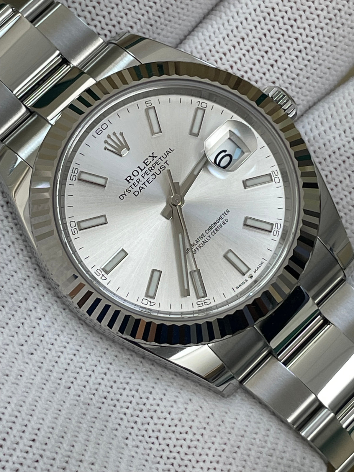 Rolex Steel and White Gold Rolesor Datejust 41 - 2023 - Fluted Bezel - Silver Index Dial - Oyster Bracelet - 126334