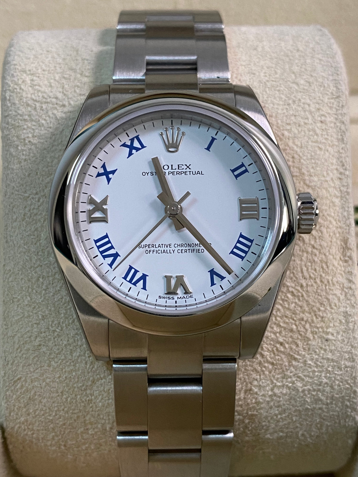 Rolex Steel Oyster Perpetual 31 - 2015 - Domed Bezel - White Roman Dial - Oyster Bracelet - 177200 *FULL STICKERS*