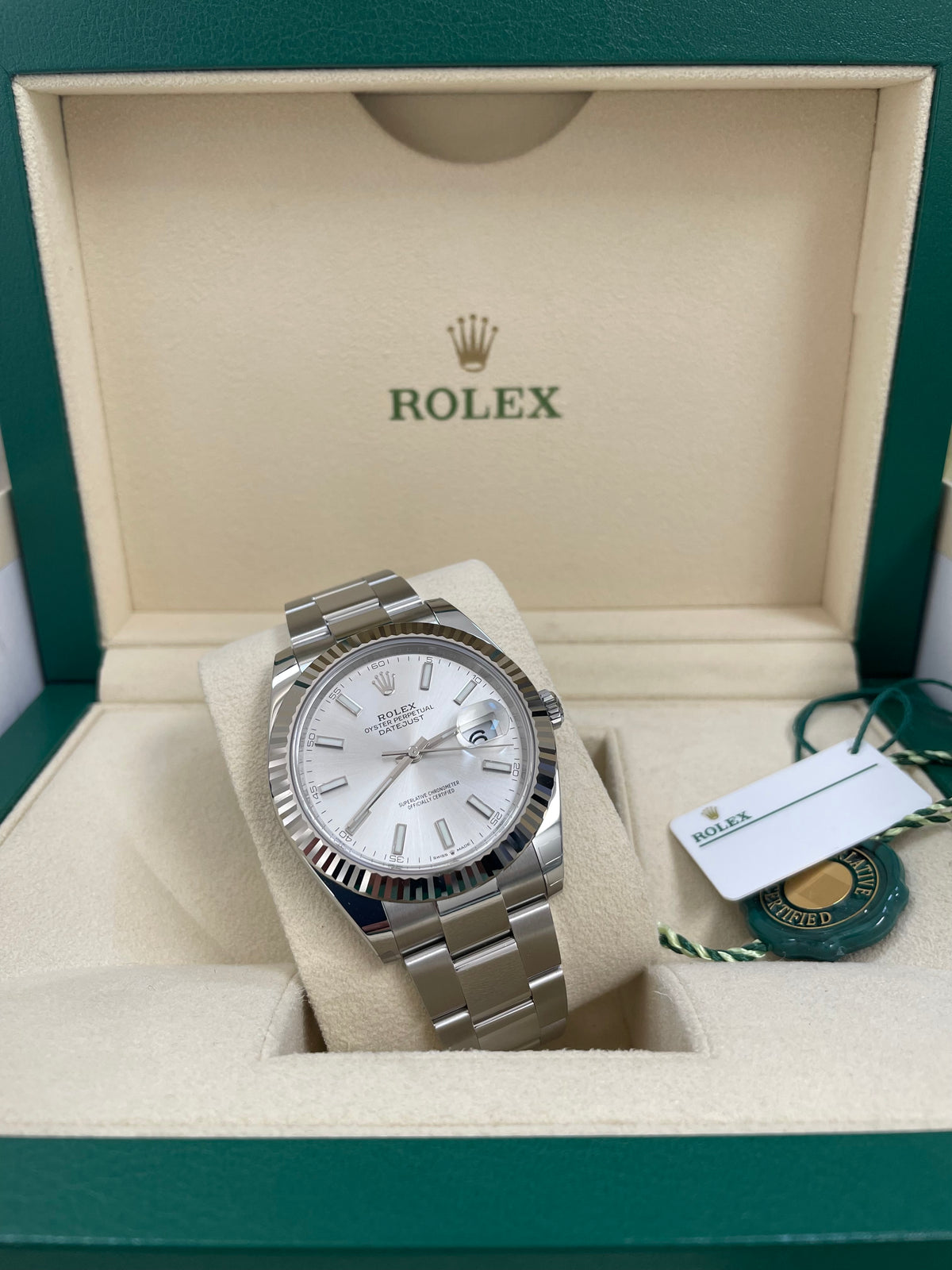 Rolex Steel and White Gold Rolesor Datejust 41 - 2023 - Fluted Bezel - Silver Index Dial - Oyster Bracelet - 126334