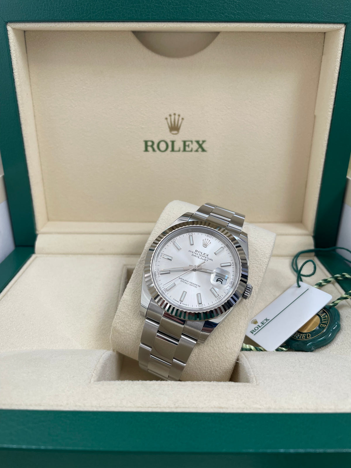 Rolex Steel and White Gold Rolesor Datejust 41 - 2023 - Fluted Bezel - Silver Index Dial - Oyster Bracelet - 126334