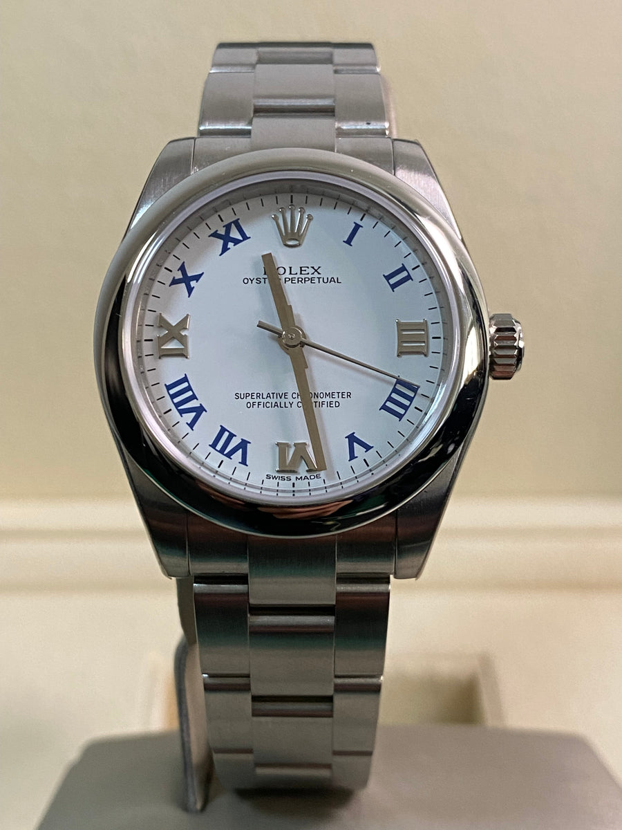 Rolex Steel Oyster Perpetual 31 - 2015 - Domed Bezel - White Roman Dial - Oyster Bracelet - 177200 *FULL STICKERS*