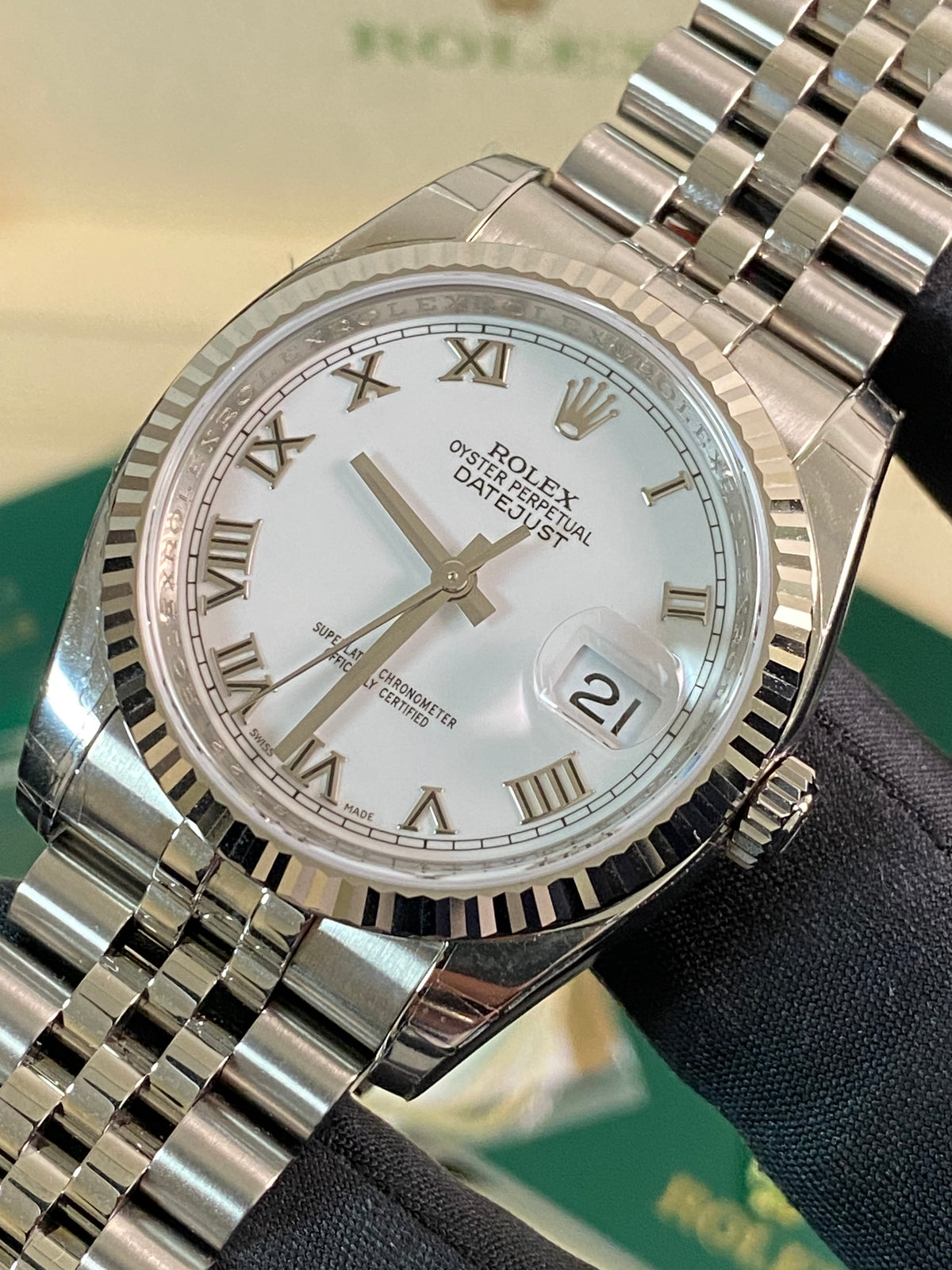 Rolex Steel Datejust 36 - 2008 - Fluted Bezel - White Roman Dial - Jubilee Bracelet - 116234 *FULL STICKERS*