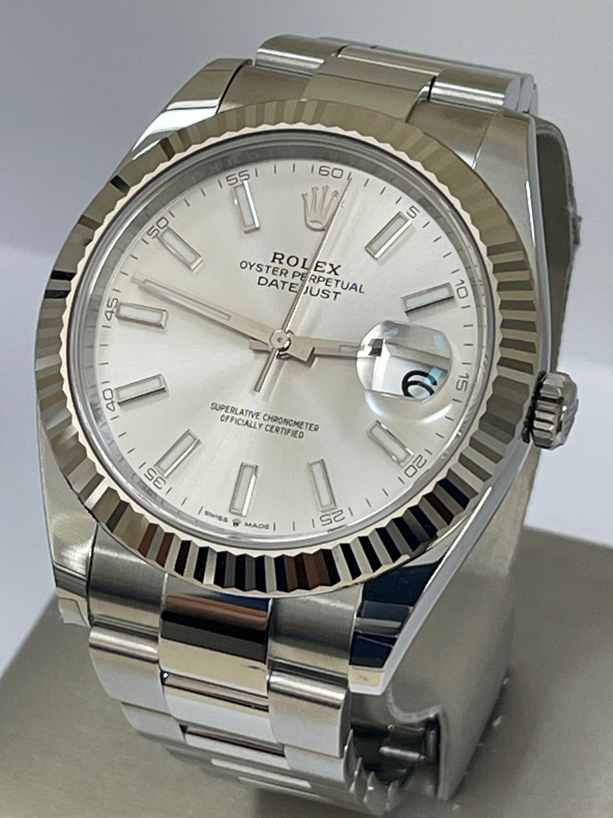 Rolex Steel and White Gold Rolesor Datejust 41 - 2023 - Fluted Bezel - Silver Index Dial - Oyster Bracelet - 126334