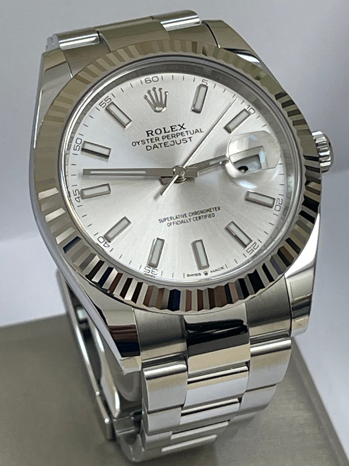 Rolex Steel and White Gold Rolesor Datejust 41 - 2023 - Fluted Bezel - Silver Index Dial - Oyster Bracelet - 126334