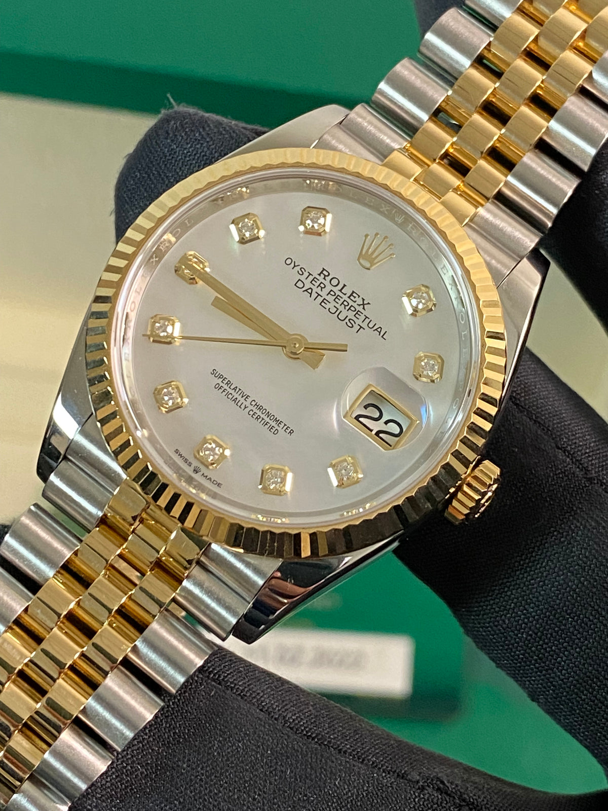 Rolex Yellow Gold Rolesor Datejust 36 - 2022 - Mother-Of-Pearl Diamond Dial - Jubilee Bracelet - 126233 *FULL SET*