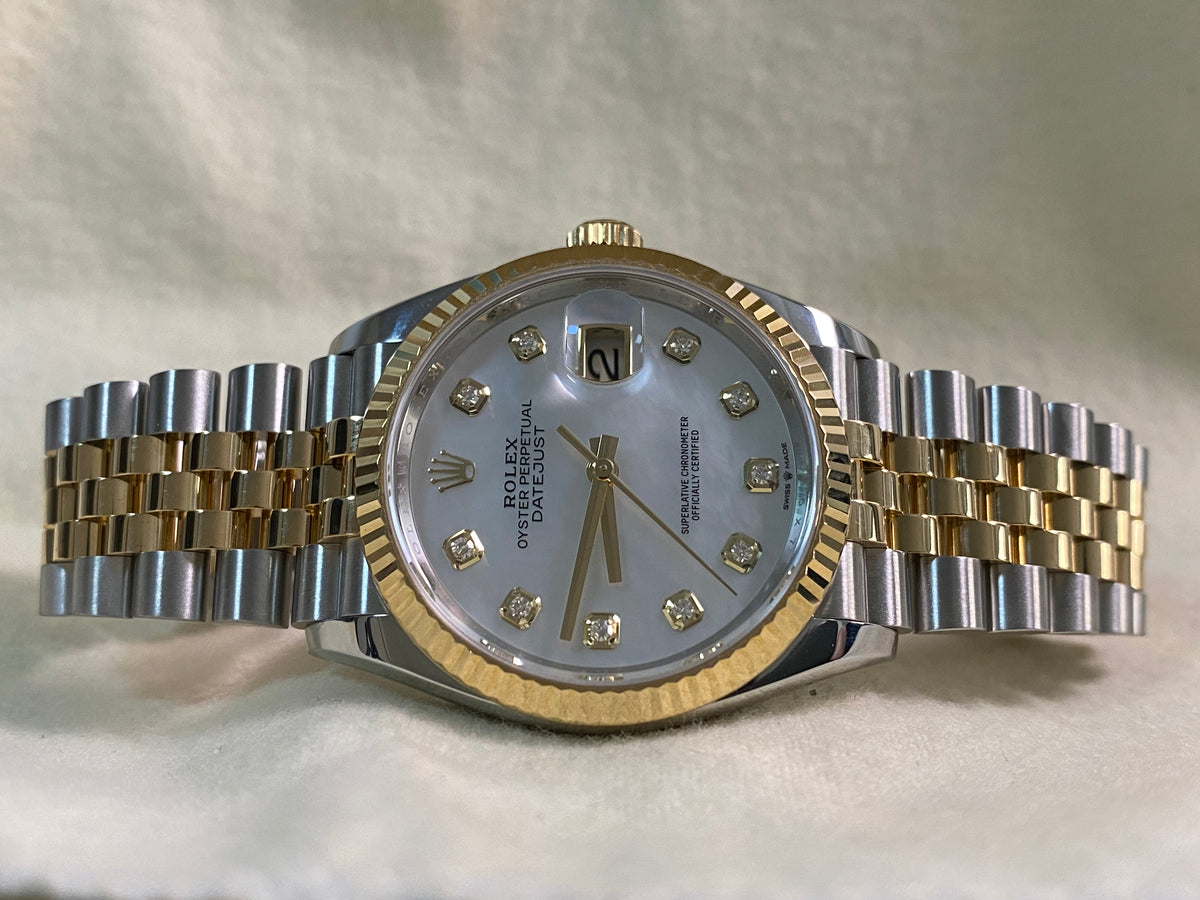 Rolex Yellow Gold Rolesor Datejust 36 - 2022 - Mother-Of-Pearl Diamond Dial - Jubilee Bracelet - 126233 *FULL SET*