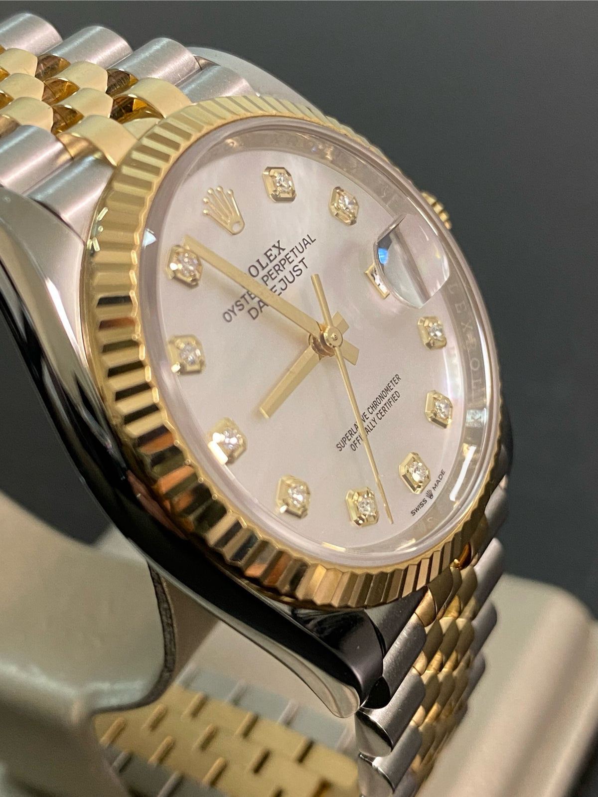 Rolex Yellow Gold Rolesor Datejust 36 - 2022 - Mother-Of-Pearl Diamond Dial - Jubilee Bracelet - 126233 *FULL SET*