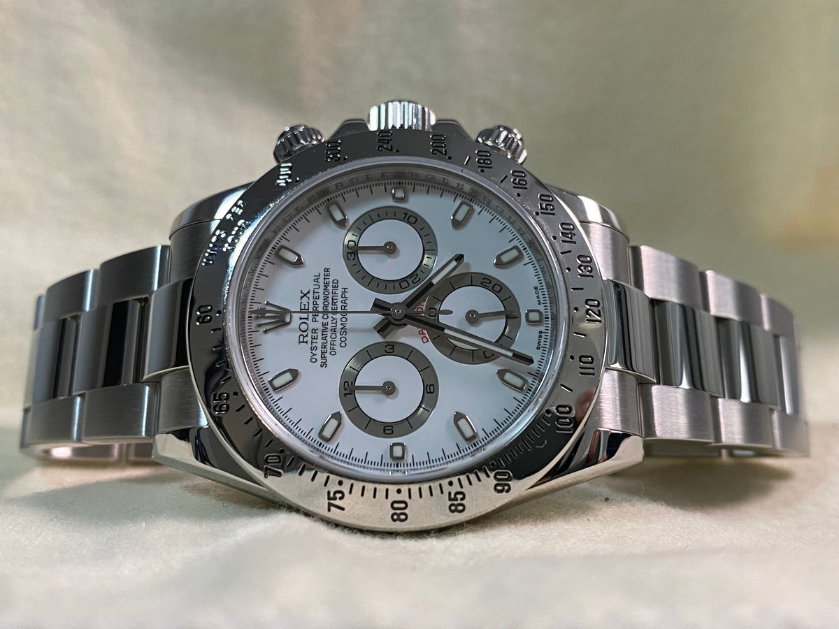 Rolex Steel Cosmograph Daytona - M serial - White Index Dial - Fat Buckle - 116520 *FULL SET*