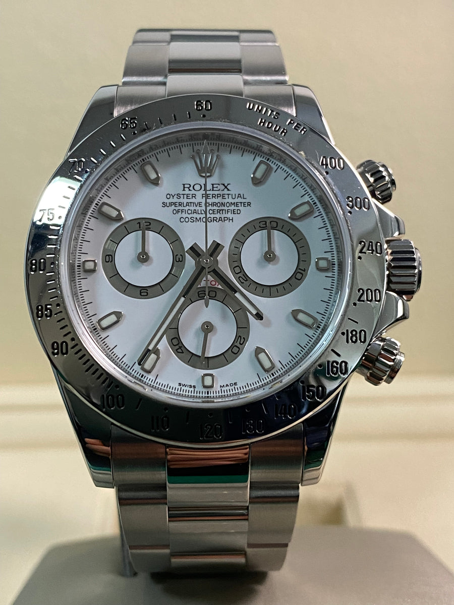 Rolex Steel Cosmograph Daytona - M serial - White Index Dial - Fat Buckle - 116520 *FULL SET*