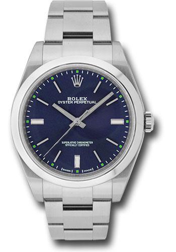 Rolex Steel Oyster Perpetual 39 - Domed Bezel - Blue Index Dial - 114300