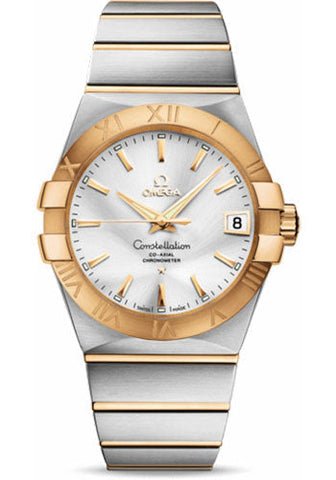 Omega Gents Constellation Chronometer Watch - 38 mm Brushed Steel And Yellow Gold Case - Silver Dial - 123.20.38.21.02.002