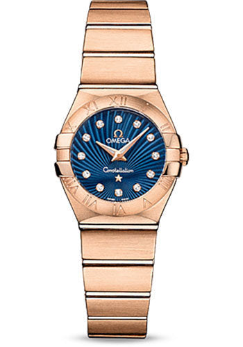 Omega Constellation Quartz Watch - 24 mm Brushed Red Gold Case - Blue Supernova Diamond Dial - 123.50.24.60.53.001