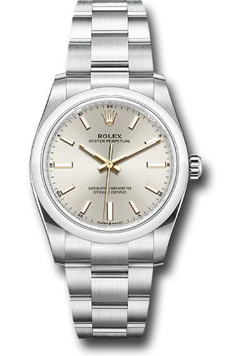 Rolex Oyster Perpetual 34 - 2023 - Domed Bezel - Silver Index Dial - Oyster Bracelet - 124200