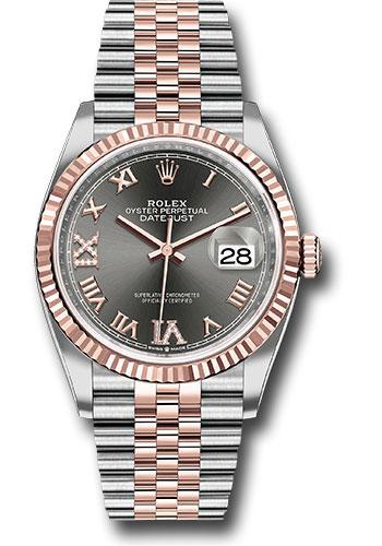 Rolex Everose Rolesor Datejust 36 - 2024 - Fluted Bezel - Dark Rhodium Roman Dial - Jubilee Bracelet - 126231 *FULL SET*