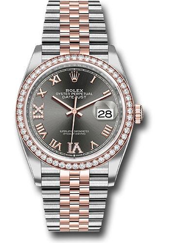 Rolex Steel and Everose Rolesor Datejust 36 - 2024 - Diamond Bezel - Slate Roman Dial - Jubilee Bracelet - 126281RBR *FULL SET*