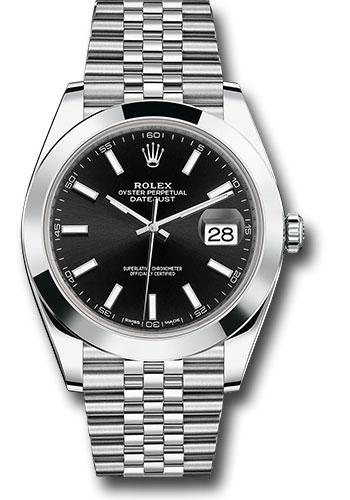 Rolex Steel Datejust 41 - Smooth Bezel - Black Index Dial - Jubilee Bracelet - 126300 *FULL SET*