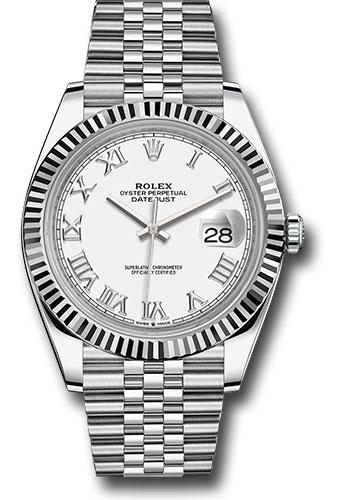 Rolex Steel  and White Gold Datejust 41 - 2024 - Fluted Bezel - White Roman Dial - Jubilee Bracelet - 126334 *COMPLETE SET*