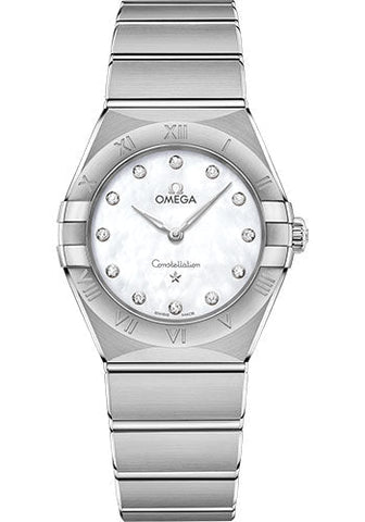 Omega Constellation Manhattan Quartz Watch - 28 mm Steel Case - Mother-Of-Pearl Diamond Dial - 131.10.28.60.55.001