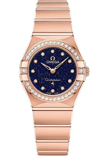 Omega Constellation Quartz - 25 mm Sedna Gold Case - Diamond Bezel - Blue Glass Diamond Dial - 131.55.25.60.53.002