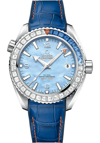 Omega Seamaster Planet Ocean 600M Co-Axial Master Chronometer Limited Edition of 88 Watch - 43.5 mm White Gold Case - Unidirectional Bezel - Blued Mother-Of-Pearl Dial - Blue Leather Strap - 215.58.44.21.07.001