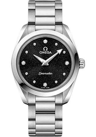 Omega Seamaster Aqua Terra 150M Quartz Watch - 28 mm Steel Case - Shimmer Black Diamond Dial - 220.10.28.60.51.001