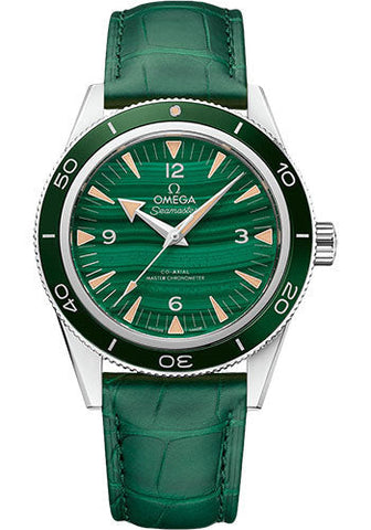 Omega Seamaster 300 Omega Co-Axial Master Chronometer - 41 mm Platinum Case - Deep Green Dial - Green Leather Strap - 234.93.41.21.99.001