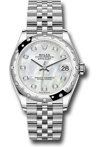 Rolex Steel and White Gold Datejust 31 - 2021 - Domed 24 Diamond Bezel - Mother-Of-Pearl Diamond Dial - Jubilee Bracelet - 278344RBR - *NOS*