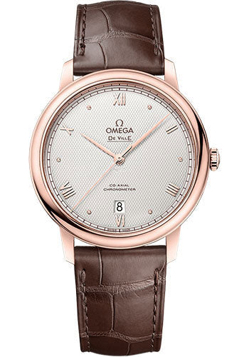 Omega De Ville Prestige Co-Axial 25th Anniversary Prestige - 39.5 mm Sedna Gold Case - Silver Dial - Brown Leather Strap - 424.53.40.20.99.001