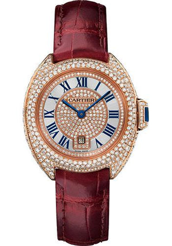 Cartier Cle de Cartier Watch - 31 mm Pink Gold Diamond Case - Pink Gold Diamond Dial - Bourdeau Alligator Strap - WJCL0035